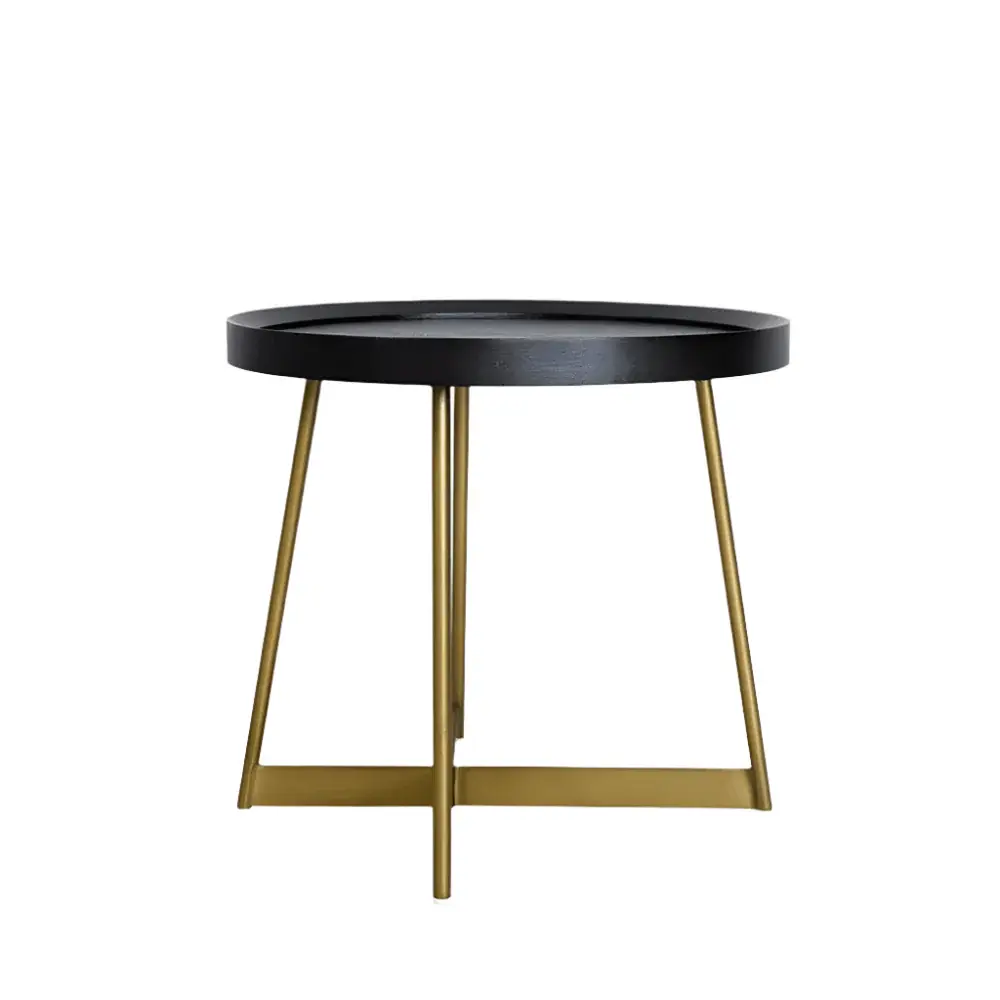 Lane Oak Round Side Table - Smoke Gilded