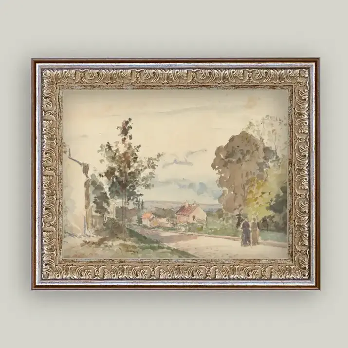 Large Scale Road from Versailles Framed Antique Art
