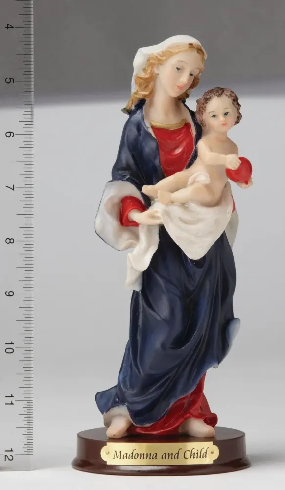 8" Madonna and Child Statue - Hand Painted Hanging Hardware