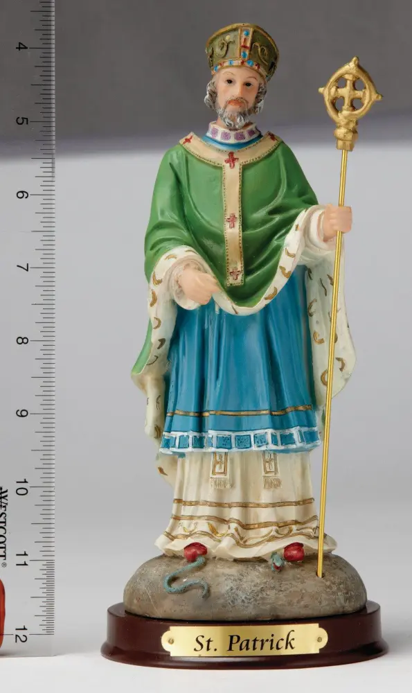 8" Saint Patrick Statue - Hand Painted