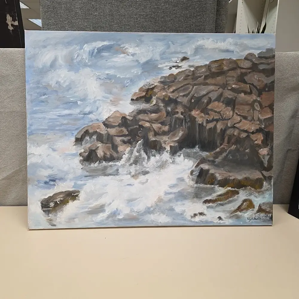 Textured ROCKY SHORE PAINTING