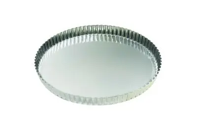 Gobel Fortified Tin plate round fluted tart mold, Ø220/200 mm height 25 mm, 3 Pcs, 126322