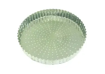 Gobel Knurled Tin plate perforated fluted tart mold, Ø220 mm height 28 mm, 3 Pieces, 126325