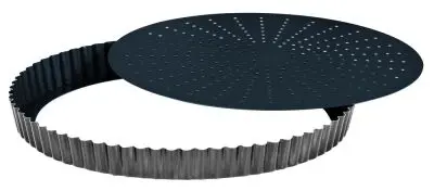 Gobel Non-sick obsidian perforated fluted tart mold, removable bottom, Ø280 mm height 28 mm, 3 Pieces, 426441