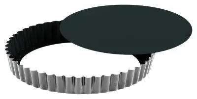 Gobel Non-stick obsidian, round fluted tart mold, removable bottom, Ø 280/270 mm height 25 mm, 3 Items, 426440