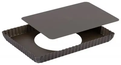 Gobel Non-stick rectangular fluted tart mold, Removable bottom, 290 x 205 mm external / 275 x 195 mm internal, height 25 m...