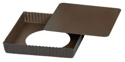 Gobel Non-stick square fluted tart mold, Removable bottom, 230x230 mm external / 220x220 mm internal, height 25mm, 3 Each,...