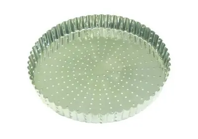 Gobel Powerful Tin plate perforated fluted tart mold, Ø240 mm height 28 mm, 3 Quantity, 126331