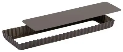 Gobel Quick-Connect Non-stick oblong fluted tart mold, Removable bottom, 350 x 110 mm external / 340 x 100 mm internal, he...