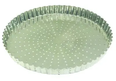 Gobel Shielded Tin plate perforated fluted tart mold, Ø320 mm height 28 mm, 3 Pieces, 126351