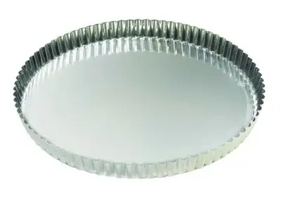 Gobel Smooth Tin plate round fluted tart mold, Ø300/280 mm height 26 mm, 3 Pieces, 126342