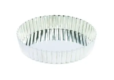 Gobel Tin plate deep round fluted tart mold, Ø240/225 mm height 35 mm, 3 Pieces, 126530