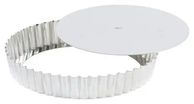 Gobel Tin plate medium deep round fluted tart mold, Removable bottom, Ø300/280 mm height 35 mm, 3 Items, 126642
