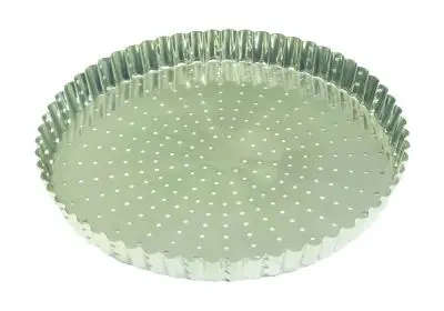 Gobel Tin plate perforated fluted tart mold, Ø280 mm height 28 mm, 3 Pieces, 126341