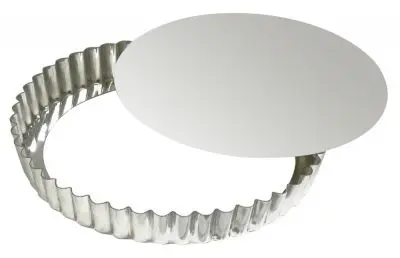 Gobel Water-Resistant Tin plate round fluted tart mold, Removable bottom, Ø300/280 mm height 25 mm, 3 Pieces, 126442