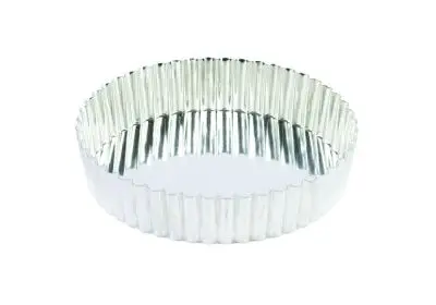 Gobel Wear-Resistant Tin plate deep round fluted tart mold, Ø220/200 mm height 35 mm, 3 Pieces, 126522