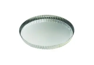 Gobel Weatherproof Tin plate round fluted tart mold, Ø200/185 mm height 25 mm, 3 Pieces, 126320