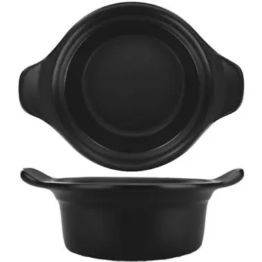 International Small Tableware Bakeware Stoneware Coal Onyx Casserole Dish (16oz), Black, Quantity: 12 pieces, CAS-6-B Inte...