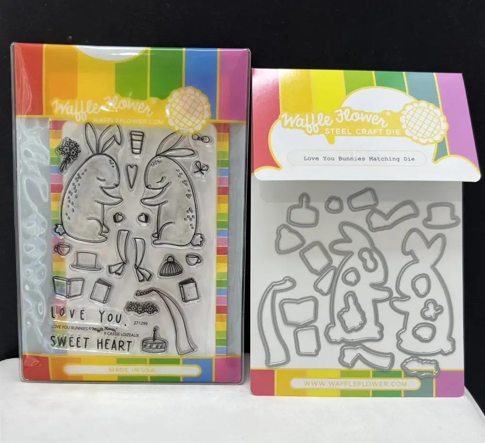 Waffle Flower LOVE YOU BUNNIES Rabbit Wedding Anniversary Tpr Stamps Dies