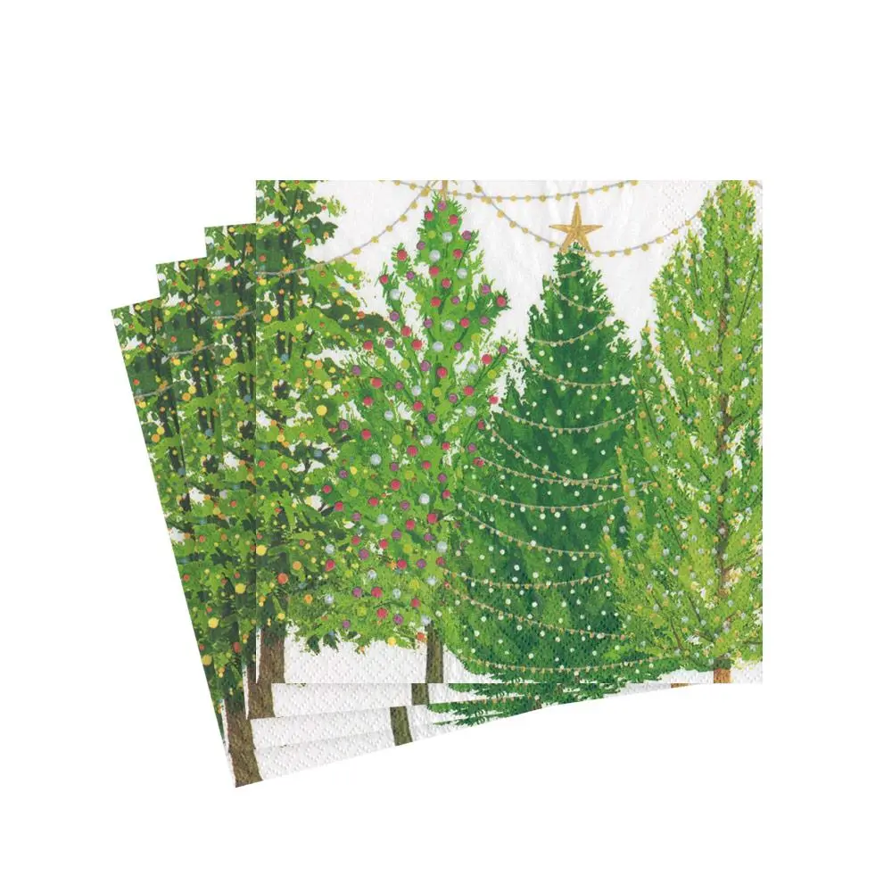 Christmas Trees Lights Paper Cocktail Napkins - 20 Per Package -