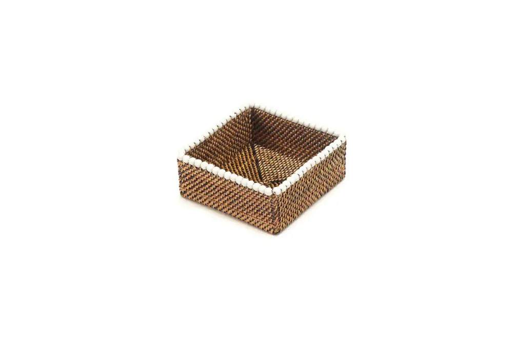 Cocktail Napkin Holder Snow Wood Beads