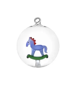Ichendorf Nutcracker Navy Rocking Horse Glass Ball Ornament