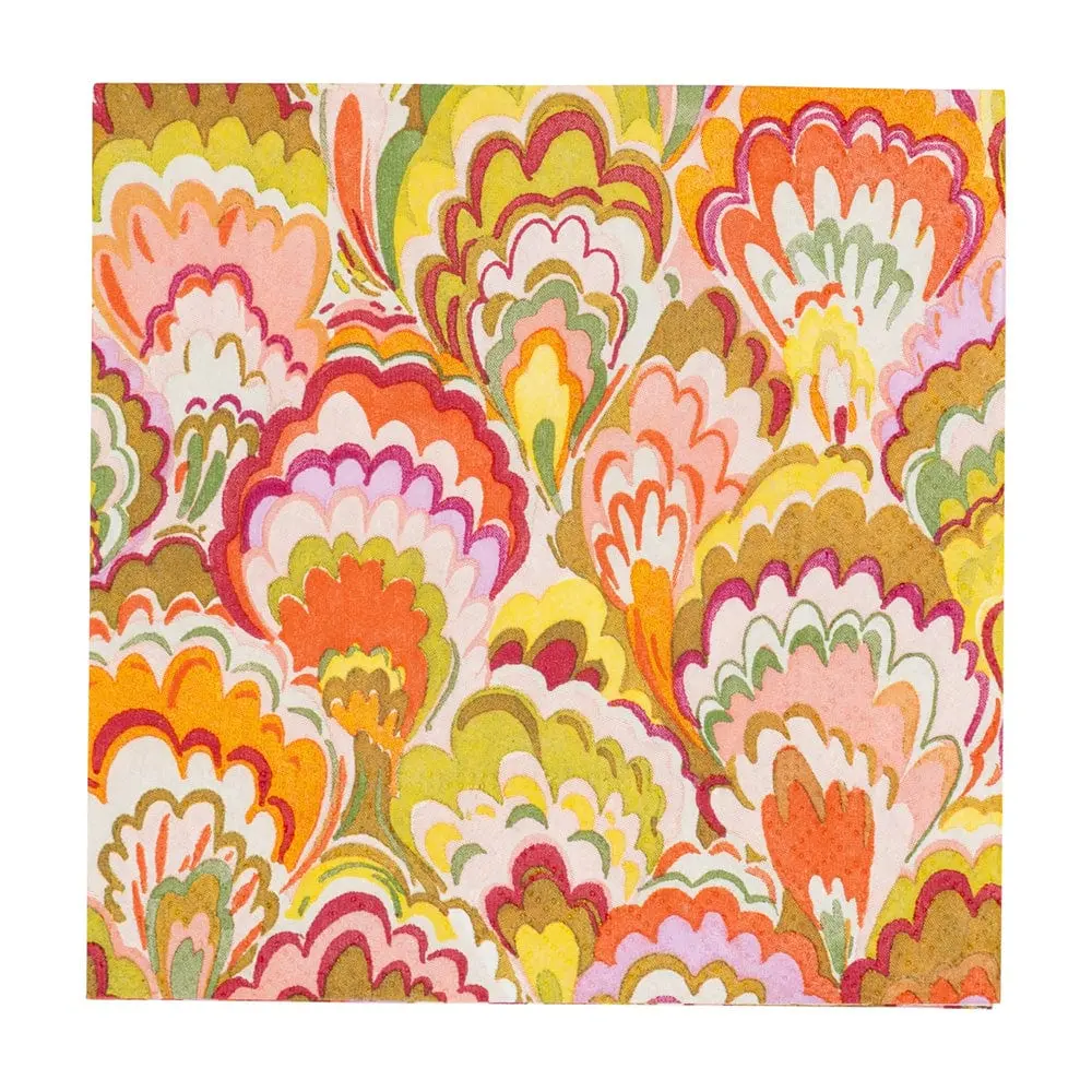Marbled Ceramica Rasberry/Chartreuse Cocktail Napkins