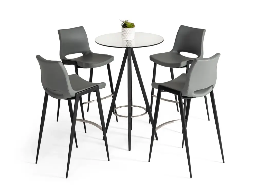 Modrest Dallas - Clear Glass and Ebony Metal Bar Table