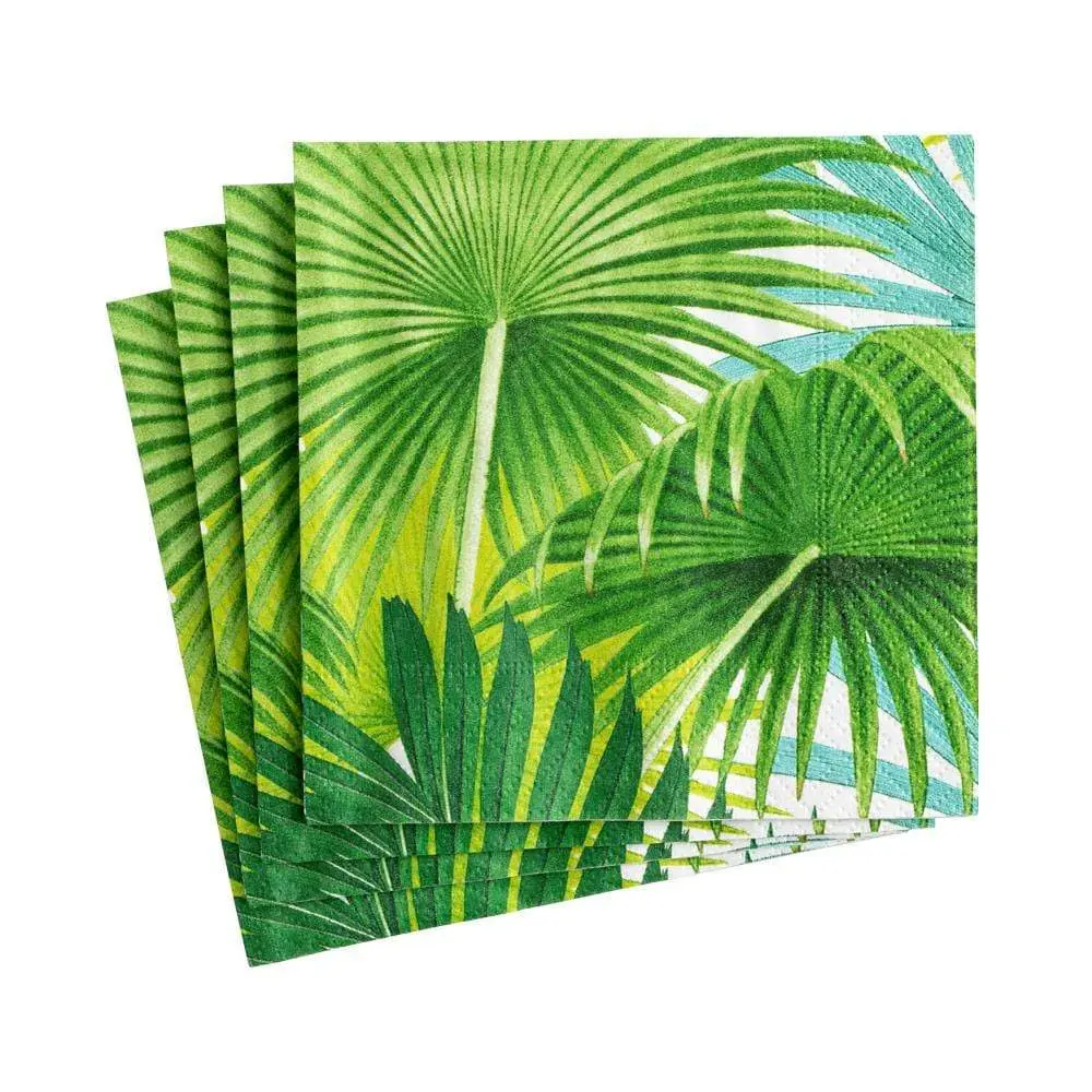 Palm Fronds Paper Cocktail Napkins Pearl - 20 Per Package