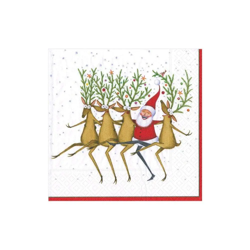 Santa's Kickettes Paper Cocktail Napkins White- 20 Per Package -