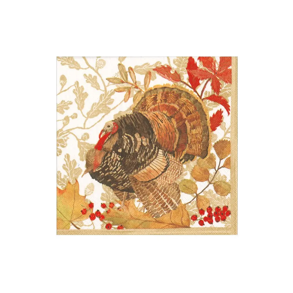Woodland Turkey Paper Cocktail Napkins - 20 Per Package