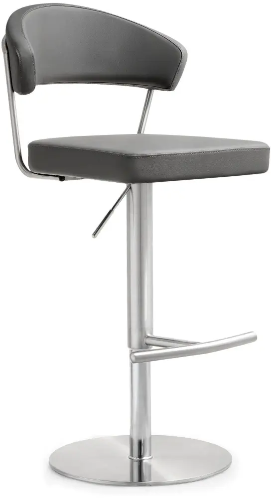 Cosmo Grey Performance Vegan Leather and Rust-resistant Steel Barstool