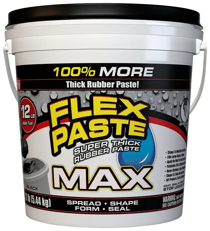 Flex Paste PFSMAXBLK01 Rubberized Paste, All-Purpose, Midnight, 12 lb, Tub