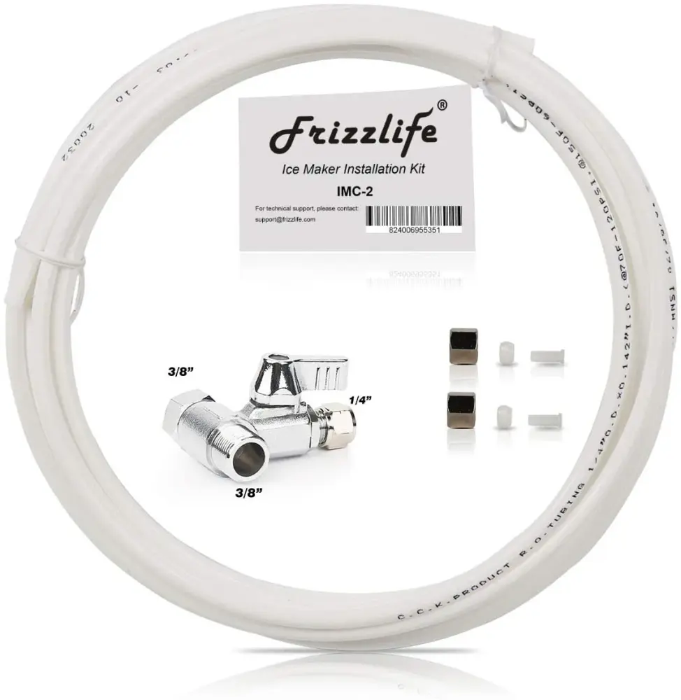 Frizzlife IMC-2 Ice Maker Kit Matches Braid Hose Connect Water Filter System(9/16" Thread)