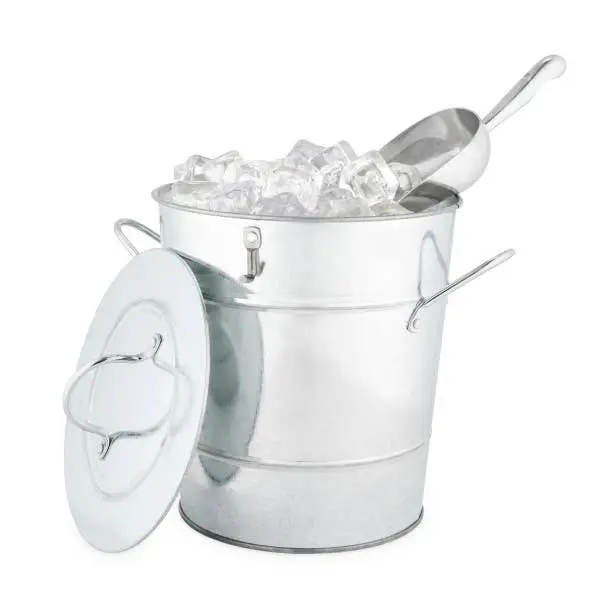 Galvanized Alloy Handled Ice Bucket w/ Lid & Ice Scoop