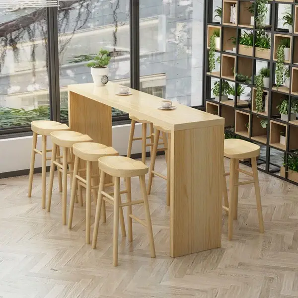 Solid Wood Top Bar Table Effortless Bar Table Wood Double Pedestal