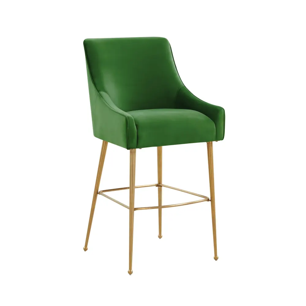 Beatrix Green Velvet Bar Stool - Aurum Legs