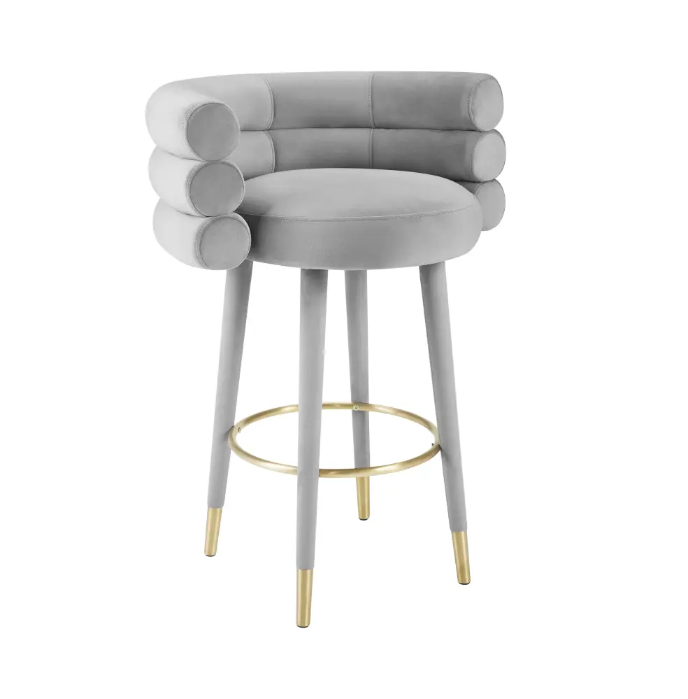 Betty Grey Velvety Barstool - UK Bottle Opener