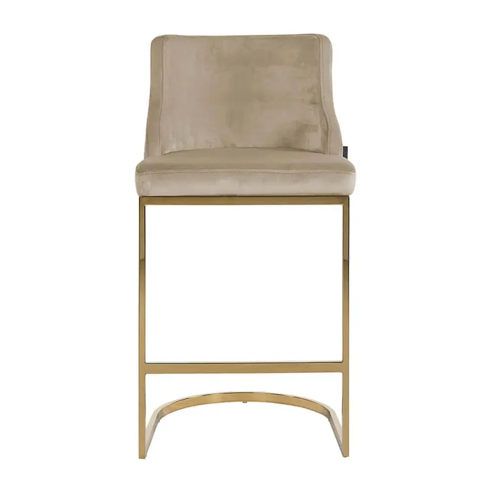 Bolton Bar Stool - Khaki Plush & Gold