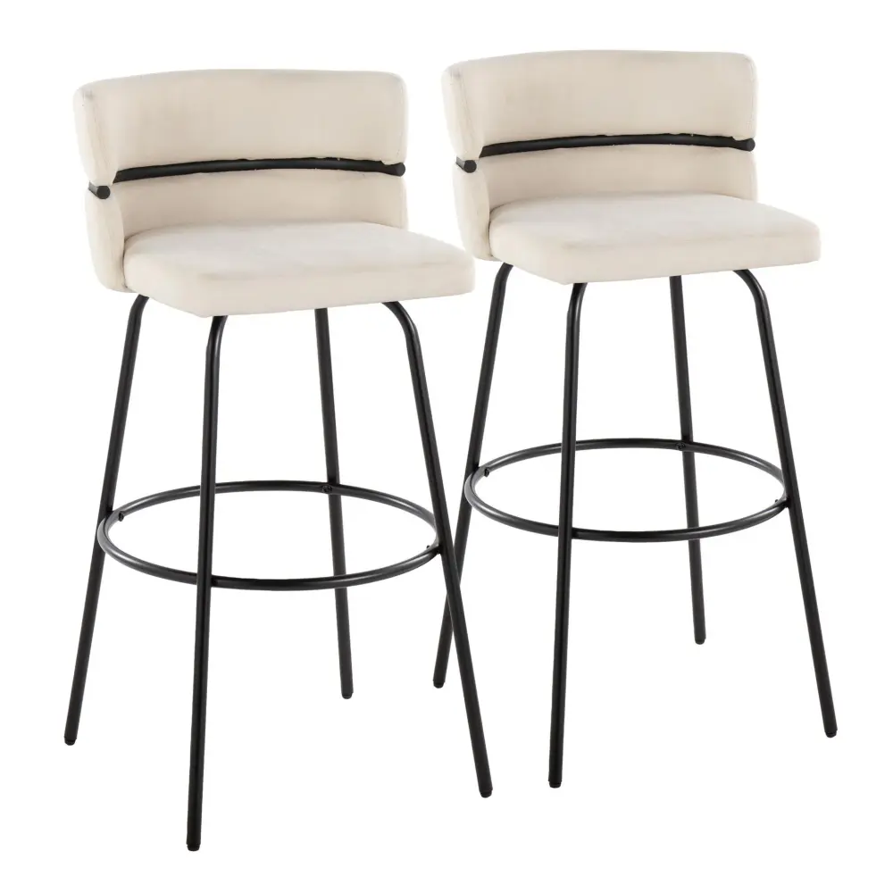 Cinch - Glam / Art Deco Fixed Height Barstool Pivot & Round Footrest (Set 2)