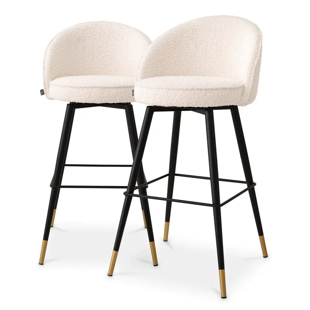 Cooper Set 2 Bar Stools - Boucle Cream