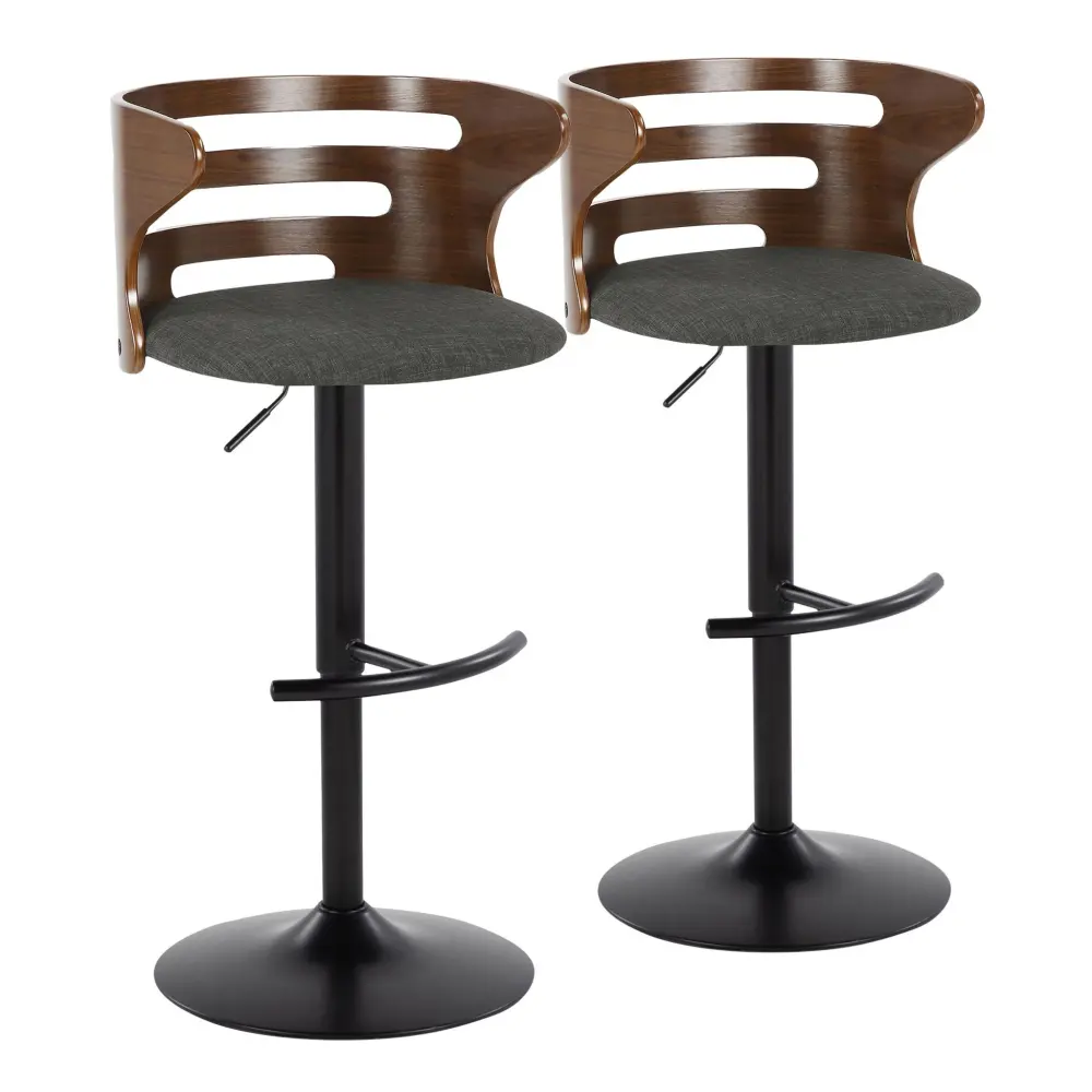 Cosi - Mid Century Contemporary Adjustable Barstool Swivel Rounded T Footrest (Set 2)