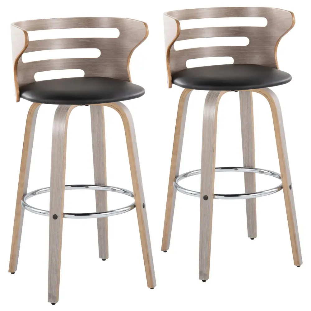 Cosini - Mid Century Modern Fixed Height, Barstool Turn Round Footrest (Set 2)