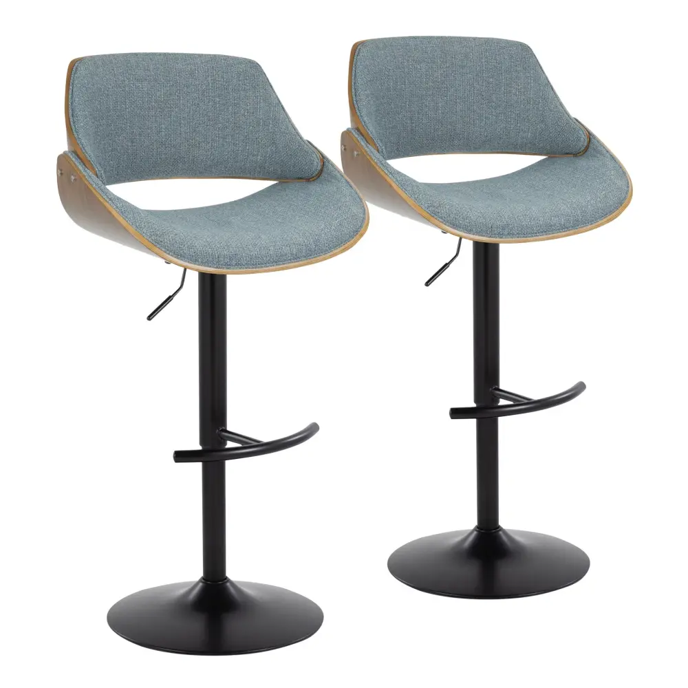 Fabrizzi - Mid Century Sleek Adjustable BarStool Rounded T Footrest (Set 2)