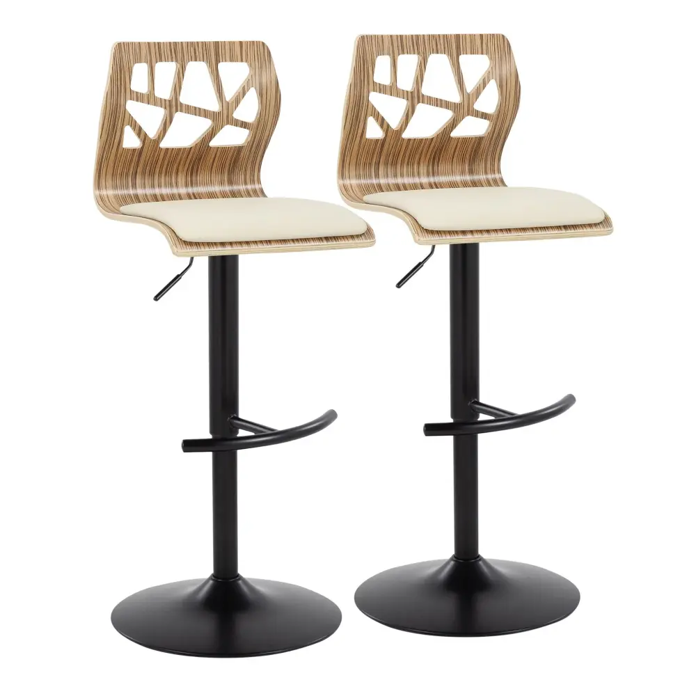 Folia - Mid Century Modern Adjustable Barstool Revolve Rounded T Footrest (Set 2)