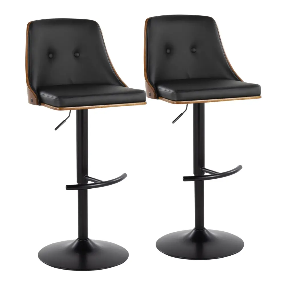 Gianna - Mid Century Modern Adjustable Barstool, Pivot Rounded T Footrest (Set 2)