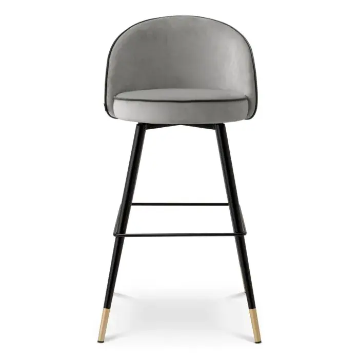 Industrial Style Cooper Set 2 Bar Stools - Roche Light Grey Plush
