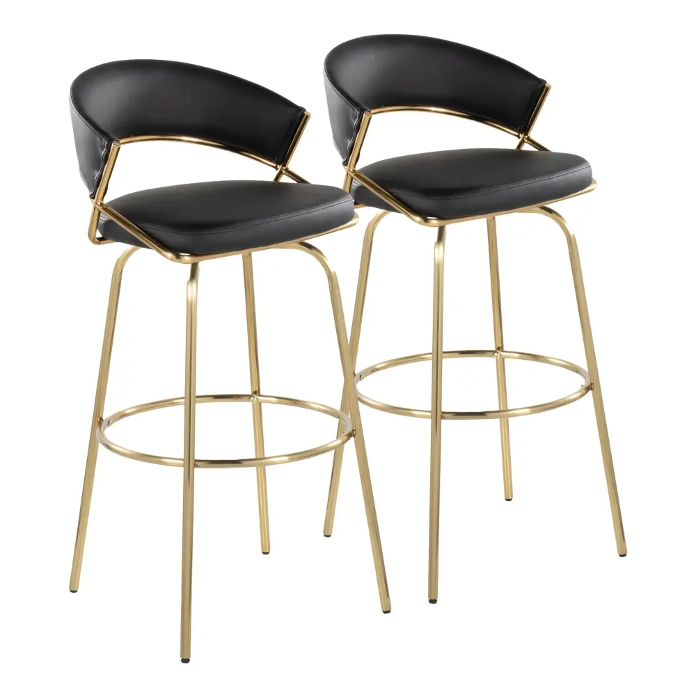 Jie - Fixed Height Contemporary Barstool Swivel Round Footrest place 2)