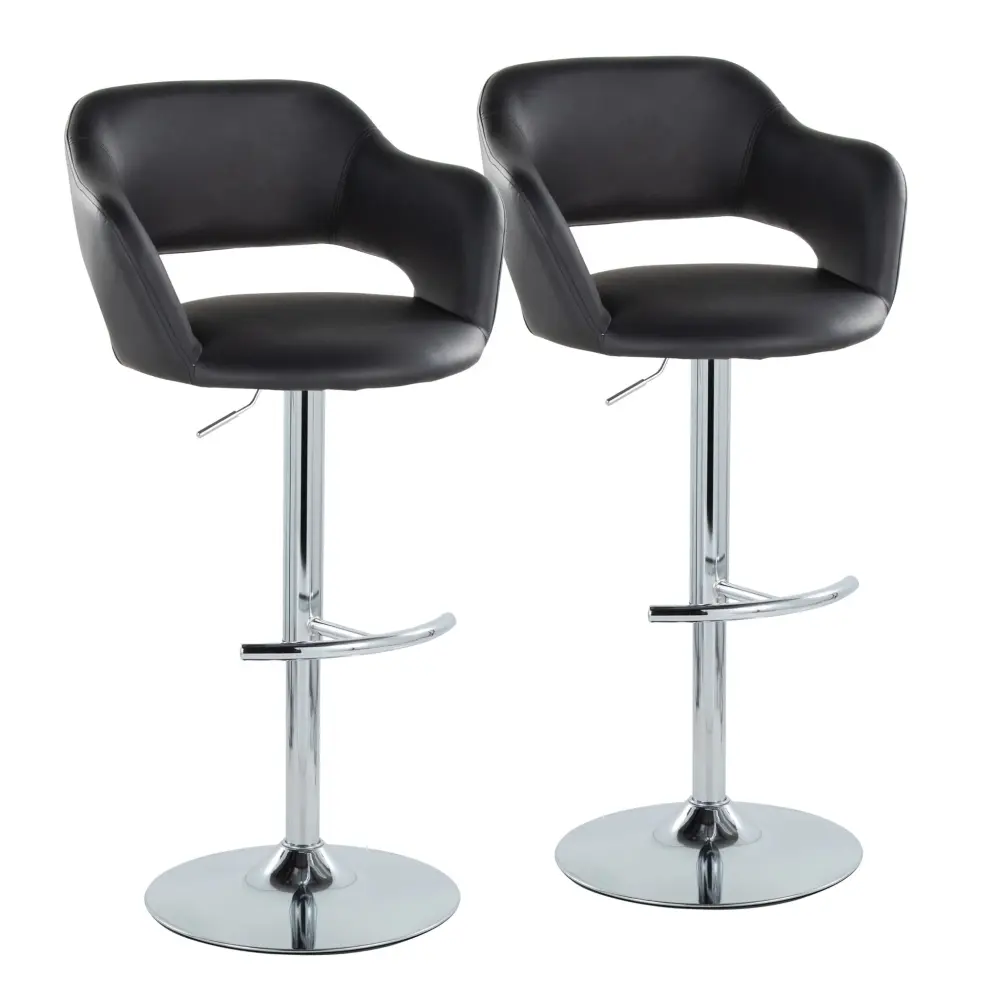 Margarite - Contemporary Ajustable Barstool Turn Rounded T Footrest (Set 2)