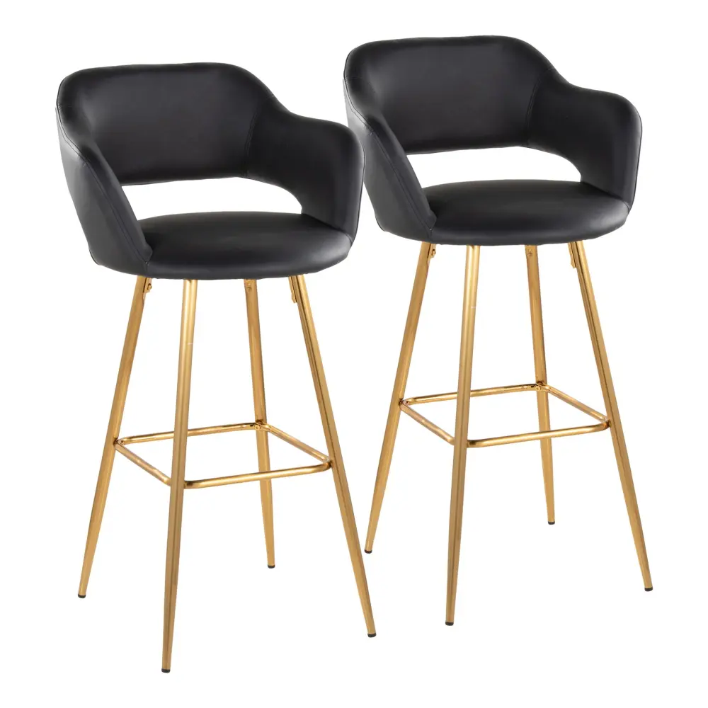 Margarite - Contemporary Fixed Height Barstool Footrest place 2) Square